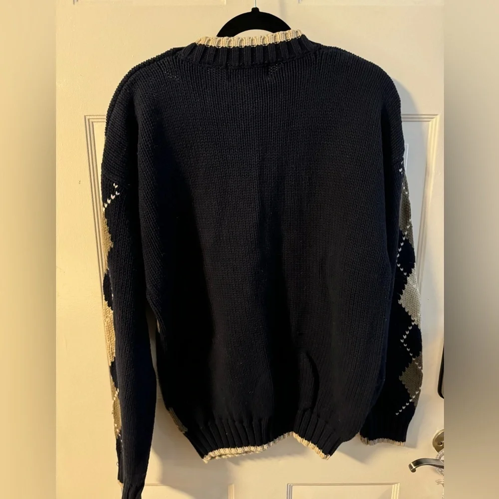 90’s Argyle Crewneck Sweater Woods & Gray Preppy Cotton Navy Beige Grandpa VTG